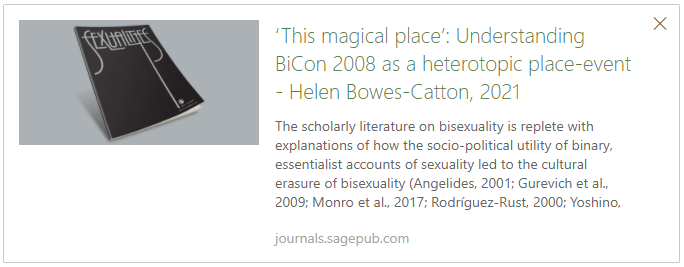A link to my latest article on bi spaces as heterotopic place-events.